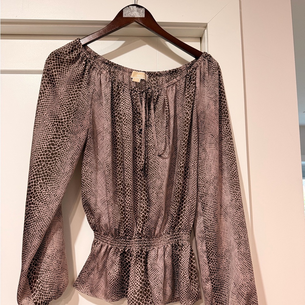 MICHAEL Michael Kors Snake Print Off-Shoulder Blouse
